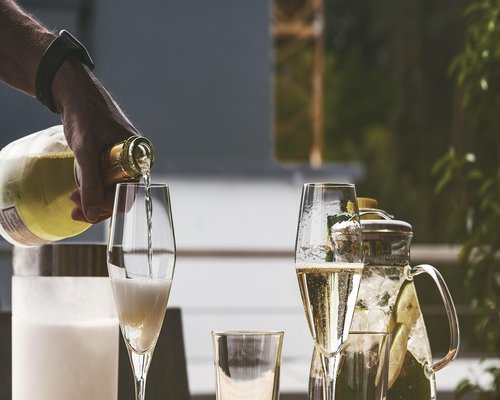 A glass of fresh water on a table